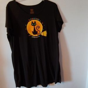 Black Halloween Cat Night Shirt SZ 2X/3X
